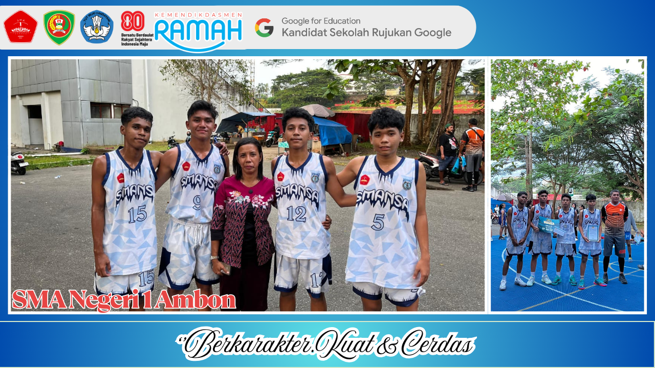 Prestasi membanggakan kembali diraih oleh siswa SMA Negeri 1 Ambon, khususnya tim basket kelas X, yang berhasil meraih Juara 2 cabang Bola Basket 3x3 pada ajang EE Vaganza.
